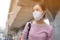 Asian women wear masks to protect The PM 2.5 pollution