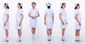 Asian Woman wear Nurse white uniform isolated 360 angle