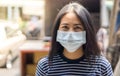 Asian woman wear protective face mask protect covid-19. Royalty Free Stock Photo