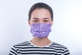 Asian woman wear protective face mask. on white background Royalty Free Stock Photo