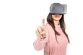 Asian woman wearing virtual reality goggle Royalty Free Stock Photo