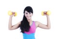 Asian woman working out with dumbell Royalty Free Stock Photo