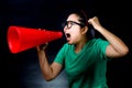 Asian woman yelling Royalty Free Stock Photo