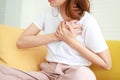 Asian women have chest pain. Heart palpitations are at risk of heart disease. Royalty Free Stock Photo