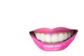 Asian women lips and smile on white background