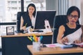 Asian women manager in office working in the office building Royalty Free Stock Photo