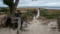 Asian women and Asian-American daughter at the beach in North Carolina