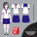 Asian women university and high school uniform set / Japan