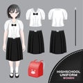 Asian women university and high school uniform set / Thai