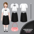 Asian women university and high school uniform set , Thai uniform version 3