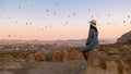 Asian women in hot air balloon during sunrise in Cappadocia Turkey, Kapadokya Goreme Royalty Free Stock Photo