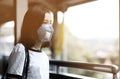 Asian women wear masks to protect The PM 2.5 pollution