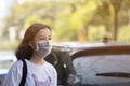 Asian women wear masks to protect The PM 2.5 pollution Royalty Free Stock Photo