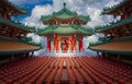 Asian women wearing national clothes Visit Sanfeng Temple in Kaohsiung,Taiwan