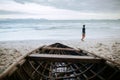 Asian wood boat with sea view travel