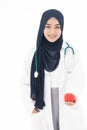 Muslim doctor hold red heart Royalty Free Stock Photo