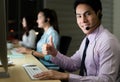 Call Center working hard at night Royalty Free Stock Photo