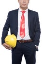 Asian young businessman architect on white background Royalty Free Stock Photo