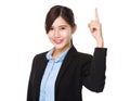 Asian young businesswoman finger point up Royalty Free Stock Photo