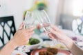 Asian young couple enjoying a romantic dinner evening drinks wh Royalty Free Stock Photo