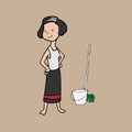 Asian young house keeping