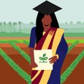 Asian young lady farmer graduate vector design