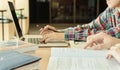 Asian young man,Homosexuality or woman sitting pointing studying examining. Royalty Free Stock Photo