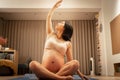 asian Pregnant Yoga for birth preparation Royalty Free Stock Photo