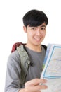 Asian young traveler look a map Royalty Free Stock Photo