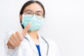 Closeup physician show thumb up Royalty Free Stock Photo