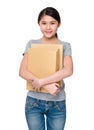 Asian young woman holding with folder Royalty Free Stock Photo