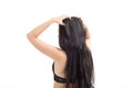 Asian young women itching scalp ,itchy his hair On white background Royalty Free Stock Photo