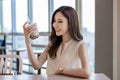 Asian woman drink bubble tea
