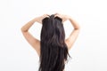 Asian young women itching scalp itchy his hair Royalty Free Stock Photo