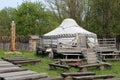 Asian yurt. Traditional ethnic old house of steppe nomads and shepherds.