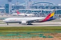 Asiana Airlines Boeing 777-200ER airplane Seoul Incheon Airport in South Korea Royalty Free Stock Photo