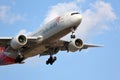 Asiana Airlines passenger aircraft on final approach Royalty Free Stock Photo