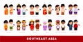 Asians in national clothes. Southeast Asia. Set of cartoon chara Royalty Free Stock Photo