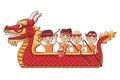 Asians paddling on dragon boat Royalty Free Stock Photo