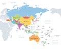 Asia-Pacific region, multi colored political map of the Indo-Pacific Royalty Free Stock Photo