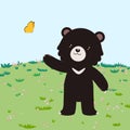 asiatic black bear, asian black bear or moon bear, cute cartoon character