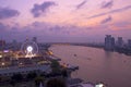 Asiatique against Chao Phraya river at twilight