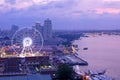 Asiatique against Chao Phraya river at twilight