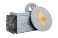 ASIC miner with ethereum. Ethereum mining concept. 3D rendering