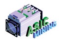 ASIC miner. ASIC mining vector illustration. Bitcoin mining. Application Specific Integrated Circuit. Antminer isometric Royalty Free Stock Photo