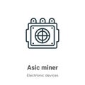 Asic miner outline vector icon. Thin line black asic miner icon, flat vector simple element illustration from editable electronic Royalty Free Stock Photo