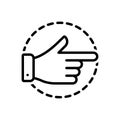 Black line icon for Aside, finger and pointing