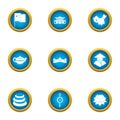 Asie icons set, flat style Royalty Free Stock Photo