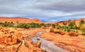 The Asif Ounila river at Ait Ben Haddou in Morocco Royalty Free Stock Photo