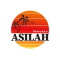ASILAH MAROKKO palm tree dune logo on a white background Royalty Free Stock Photo